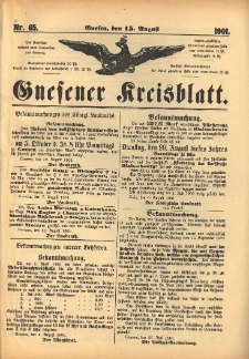 Gnesener Kreisblatt 1901.08.15 Nr65