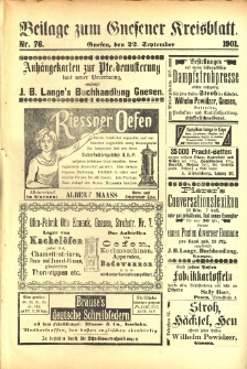 Beilage zum Gnesener Kreisblatt 1901.09.22 Nr76