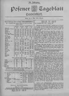 Posener Tageblatt. Handelsblatt 1899.05.06 Jg.38