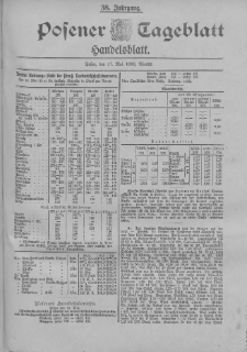 Posener Tageblatt. Handelsblatt 1899.05.17 Jg.38