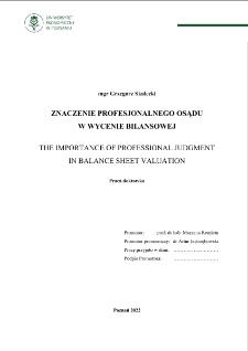 Znaczenie profesjonalnego osądu w wycenie bilansowej