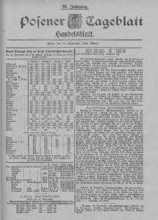 Posener Tageblatt. Handelsblatt 1899.09.16 Jg.38