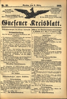 Gnesener Kreisblatt 1903.03.08 Nr20