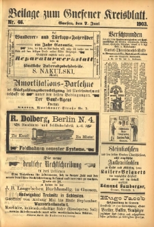 Beilage zum Gnesener Kreisblatt 1903.06.07 Nr46