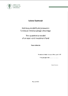 Ilościowy model funkcjonowania funduszu inwestycyjnego otwartego