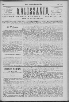 Kaliszanin : gazeta miasta Kalisza i jego okolic