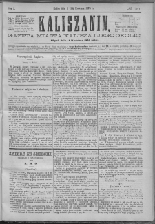 Kaliszanin : gazeta miasta Kalisza i jego okolic