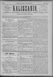 Kaliszanin : gazeta miasta Kalisza i jego okolic