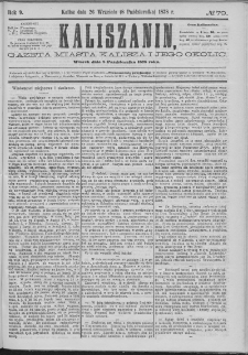 Kaliszanin : gazeta miasta Kalisza i jego okolic