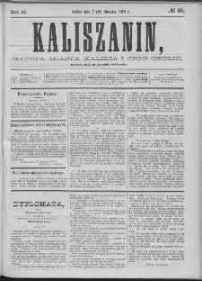 Kaliszanin : gazeta miasta Kalisza i jego okolic