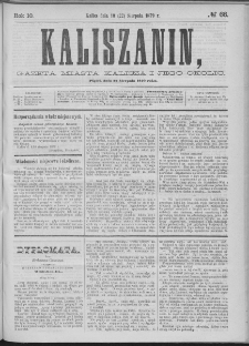 Kaliszanin : gazeta miasta Kalisza i jego okolic