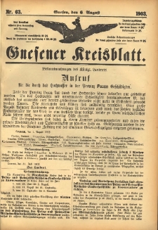 Gnesener Kreisblatt 1903.08.06 Nr63