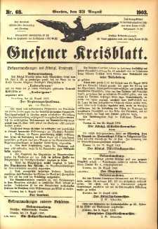 Gnesener Kreisblatt 1903.08.23 Nr68
