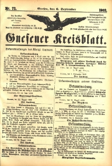 Gnesener Kreisblatt 1903.09.06 Nr72
