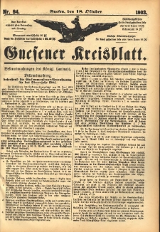 Gnesener Kreisblatt 1903.10.18 Nr84
