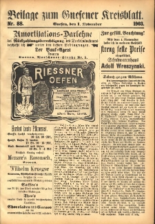 Beilage zum Gnesener Kreisblatt 1903.11.01 Nr88