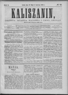 Kaliszanin : gazeta miasta Kalisza i jego okolic
