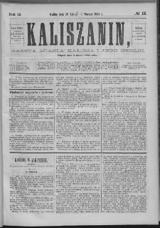 Kaliszanin : gazeta miasta Kalisza i jego okolic