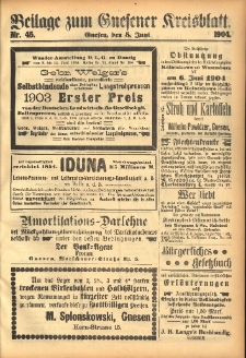 Beilage zum Gnesener Kreisblatt 1904.06.05 Nr45