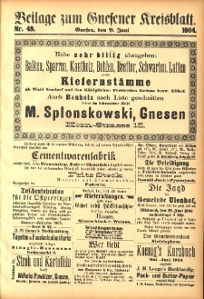 Beilage zum Gnesener Kreisblatt 1904.06.19 Nr49