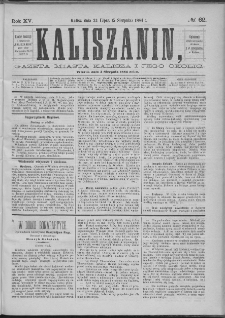 Kaliszanin : gazeta miasta Kalisza i jego okolic