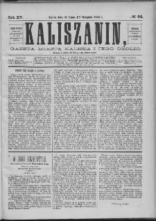 Kaliszanin : gazeta miasta Kalisza i jego okolic