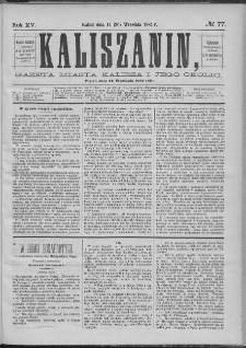 Kaliszanin : gazeta miasta Kalisza i jego okolic