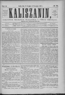 Kaliszanin : gazeta miasta Kalisza i jego okolic