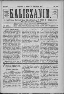 Kaliszanin : gazeta miasta Kalisza i jego okolic