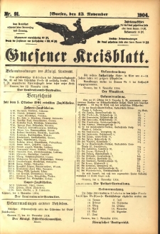 Gnesener Kreisblatt 1904.11.13 Nr91