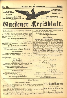 Gnesener Kreisblatt 1904.11.17 Nr92