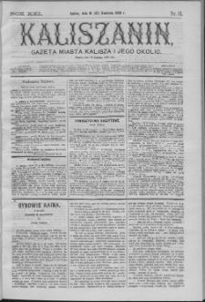 Kaliszanin : gazeta miasta Kalisza i jego okolic