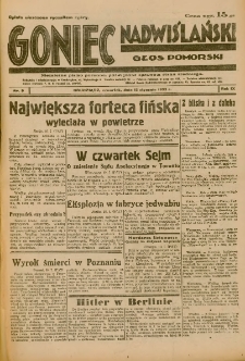 Goniec Nadwiślański: Głos Pomorski: Niezależne pismo poranne, poświęcone sprawom stanu średniego 1933.01.12 R.9 Nr9