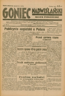 Goniec Nadwiślański: Głos Pomorski: Niezależne pismo poranne, poświęcone sprawom stanu średniego 1933.01.27 R.9 Nr22