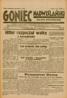 Goniec Nadwiślański: Głos Pomorski: Niezależne pismo poranne, poświęcone sprawom stanu średniego 1933.02.04 R.9 Nr28