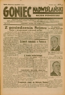 Goniec Nadwiślański: Głos Pomorski: Niezależne pismo poranne, poświęcone sprawom stanu średniego 1933.02.19 R.9 Nr41