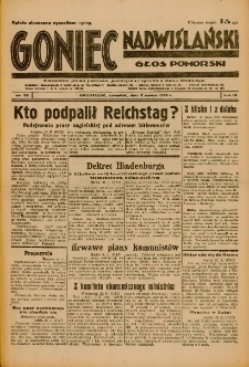 Goniec Nadwiślański: Głos Pomorski: Niezależne pismo poranne, poświęcone sprawom stanu średniego 1933.03.02 R.9 Nr50