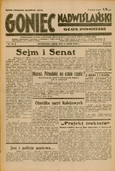 Goniec Nadwiślański: Głos Pomorski: Niezależne pismo poranne, poświęcone sprawom stanu średniego 1933.03.17 R.9 Nr63