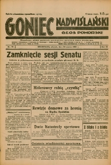 Goniec Nadwiślański: Głos Pomorski: Niezależne pismo poranne, poświęcone sprawom stanu średniego 1933.03.28 R.9 Nr72