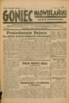 Goniec Nadwiślański: Głos Pomorski: Niezależne pismo poranne, poświęcone sprawom stanu średniego 1933.03.30 R.9 Nr74
