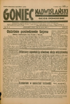Goniec Nadwiślański: Głos Pomorski: Niezależne pismo poranne, poświęcone sprawom stanu średniego 1933.03.31 R.9 Nr75