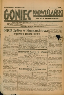 Goniec Nadwiślański: Głos Pomorski: Niezależne pismo poranne, poświęcone sprawom stanu średniego 1933.04.02 R.9 Nr77