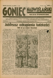 Goniec Nadwiślański: Głos Pomorski: Niezależne pismo poranne, poświęcone sprawom stanu średniego 1933.04.09 R.9 Nr83