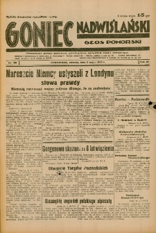 Goniec Nadwiślański: Głos Pomorski: Niezależne pismo poranne, poświęcone sprawom stanu średniego 1933.05.02 R.9 Nr101