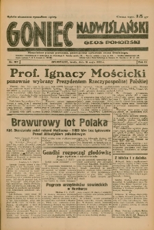 Goniec Nadwiślański: Głos Pomorski: Niezależne pismo poranne, poświęcone sprawom stanu średniego 1933.05.10 R.9 Nr107