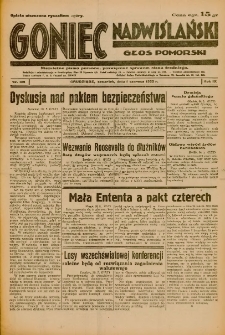 Goniec Nadwiślański: Głos Pomorski: Niezależne pismo poranne, poświęcone sprawom stanu średniego 1933.06.01 R.9 Nr125