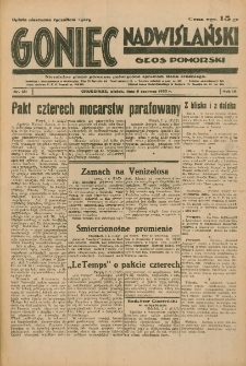 Goniec Nadwiślański: Głos Pomorski: Niezależne pismo poranne, poświęcone sprawom stanu średniego 1933.06.09 R.9 Nr131