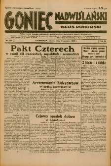 Goniec Nadwiślański: Głos Pomorski: Niezależne pismo poranne, poświęcone sprawom stanu średniego 1933.06.10 R.9 Nr132