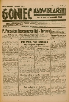 Goniec Nadwiślański: Głos Pomorski: Niezależne pismo poranne, poświęcone sprawom stanu średniego 1933.06.17 R.9 Nr137