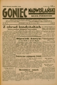 Goniec Nadwiślański: Głos Pomorski: Niezależne pismo poranne, poświęcone sprawom stanu średniego 1933.06.21 R.9 Nr140